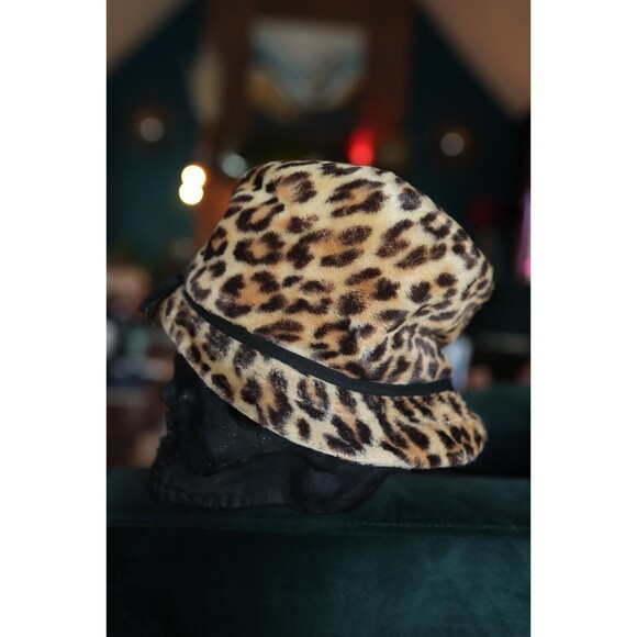 Vintage Jonquil Faux Fur Leopard Bucket Style Hat Clueless Cher Rockabilly main image 6
